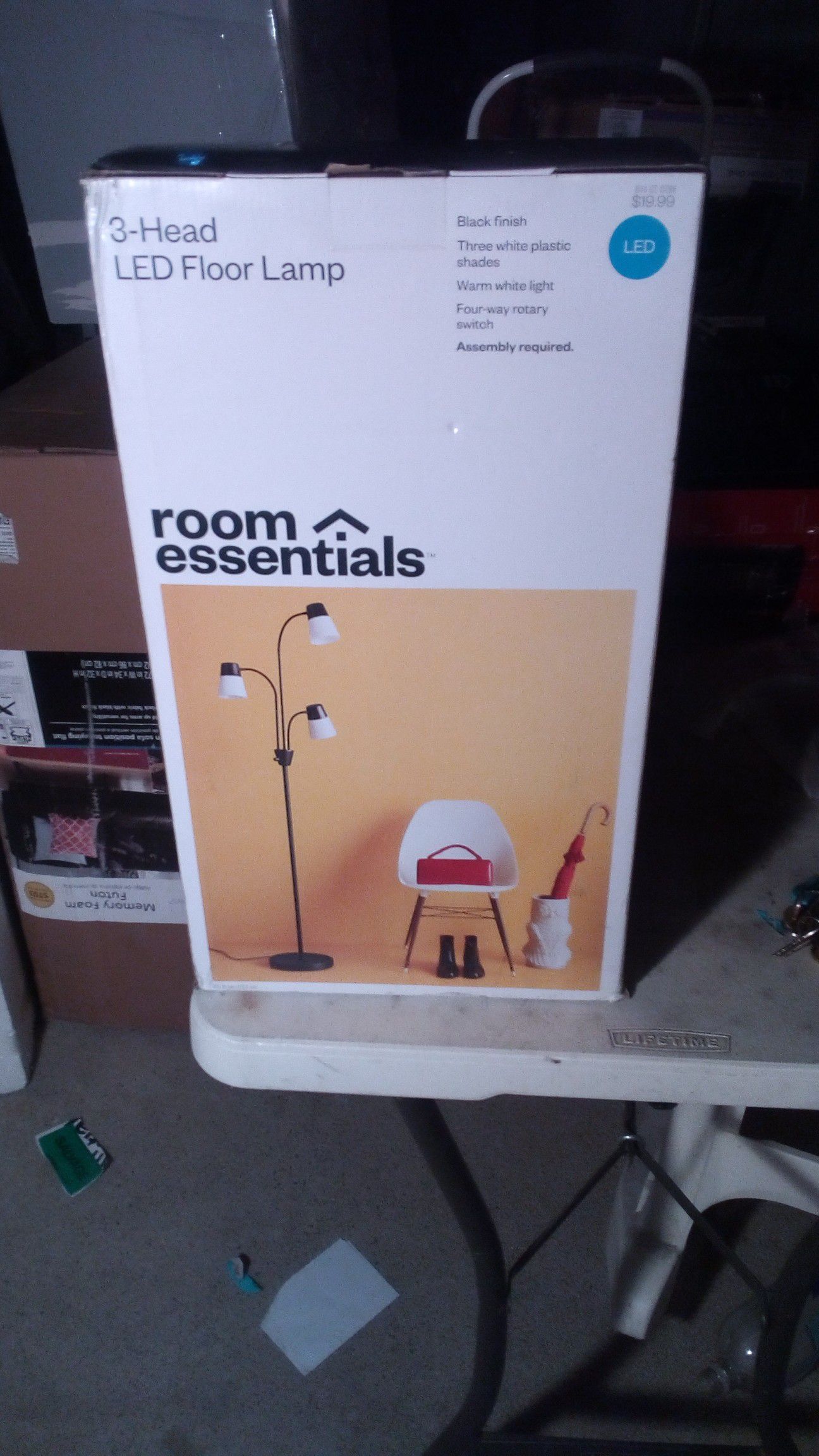 Room essentials- 3 head floor lamp