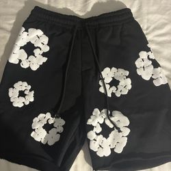 Black And White Denim Tear Shorts 