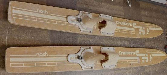 Vintage Decor NASH SKI WOODEN WOOD KIDS JUNIOR TRAINER TRAINING WATER SKIS 47”
