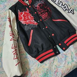 Smoke Rise Demon Men Varsity Jacket, Size Medium