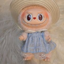 Labubu Mokoko close to sweet blue diamond 3rd generation plush toy keychain