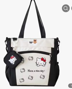 Large size black-and-white hello Kitty bag
