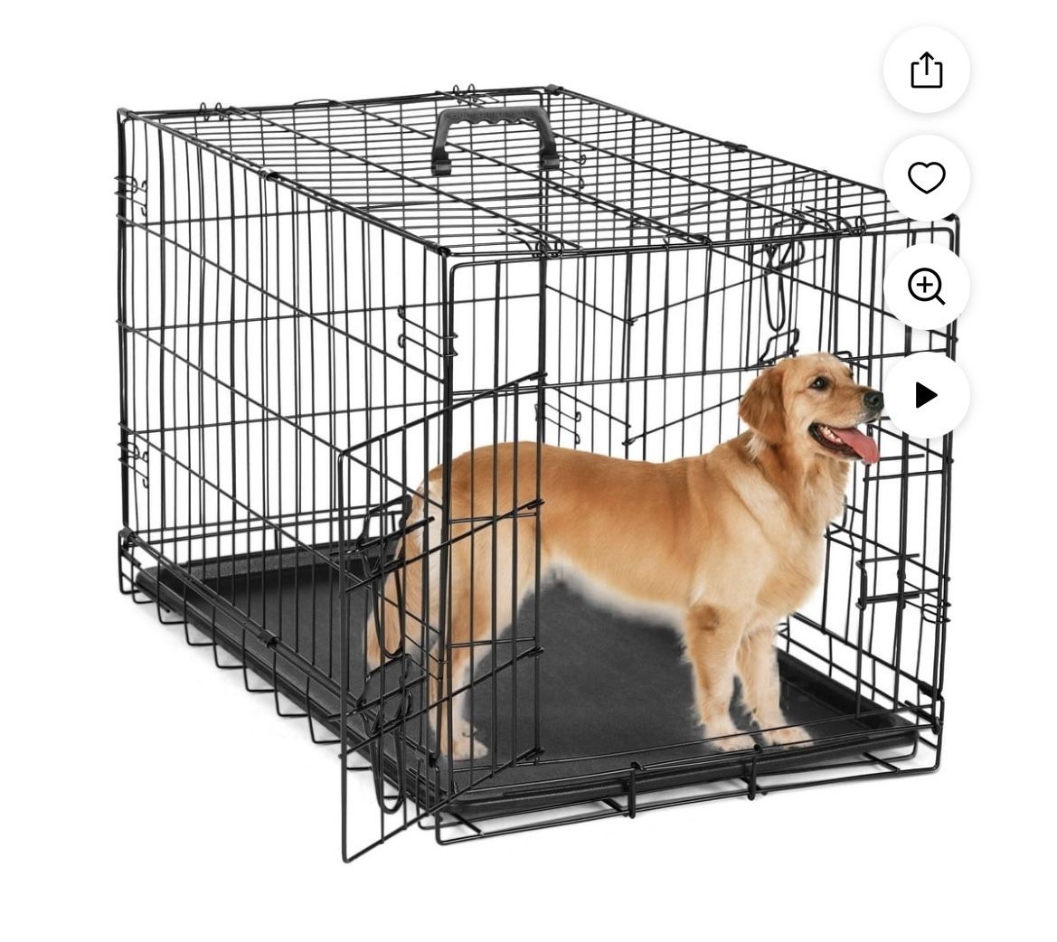48” Foldable Double Door Large Dog Crate W/ Divider