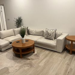 BoConcept Leather Sofa (includes Both Wooden Tables)