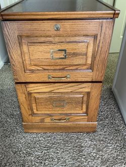 URGENT – Oak 2-Drawer Filing Cabinet – MUST GO BY 10/31!