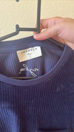 YoungLA Ribbed Shirt Navy Large