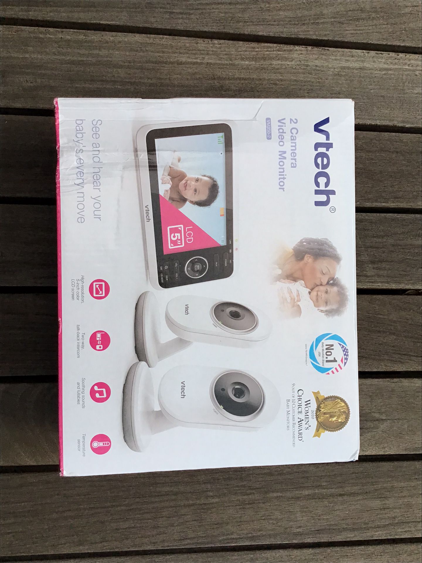 VTech VM350-2 5" Video Baby Monitor with 5" Screen, Long Range, Invision Infrared Night Vision, 2 Cameras, Multiple Viewing Options, Two Way Talk, Aut