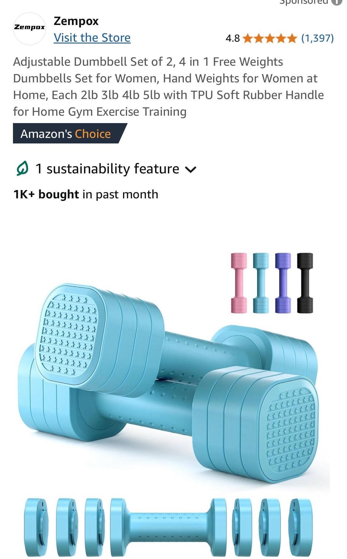 Zempox New Adjustable Dumbbell Set