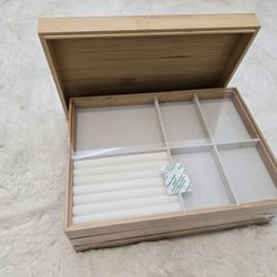 Stackable Jewelry Organizer Wood And Cream 