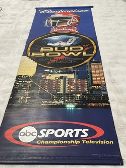 Lot of 4 Budweiser Bud Light Beer Football Bar Banners Double Sided