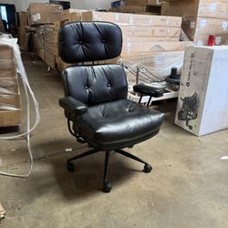 Kro PU Fabric Swivel Ergonomic Office Task Chair in Black with Recliner High Back Lumbar Support Adjustable Arms