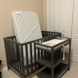 Convertible Crib With Attached Shelf/ Changing Table