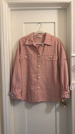 Pink Tweed Button-Up Shacket