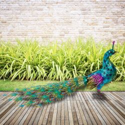 Alpine Jumbo Majestic Tail-Down Peacock Décor – Blue/Green, 53", Fully Assembled