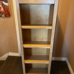 big tall shelve two sides shelves left and right real wood heavy and sturdy 