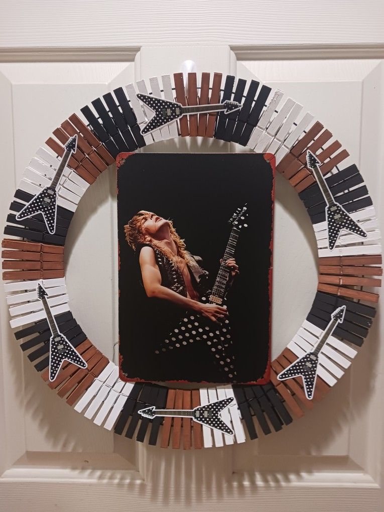 Randy Rhoads Clothes Pin Wreath. All Hand Painted.