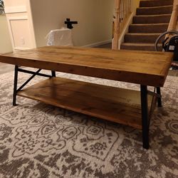 Industrial pine wood coffee table