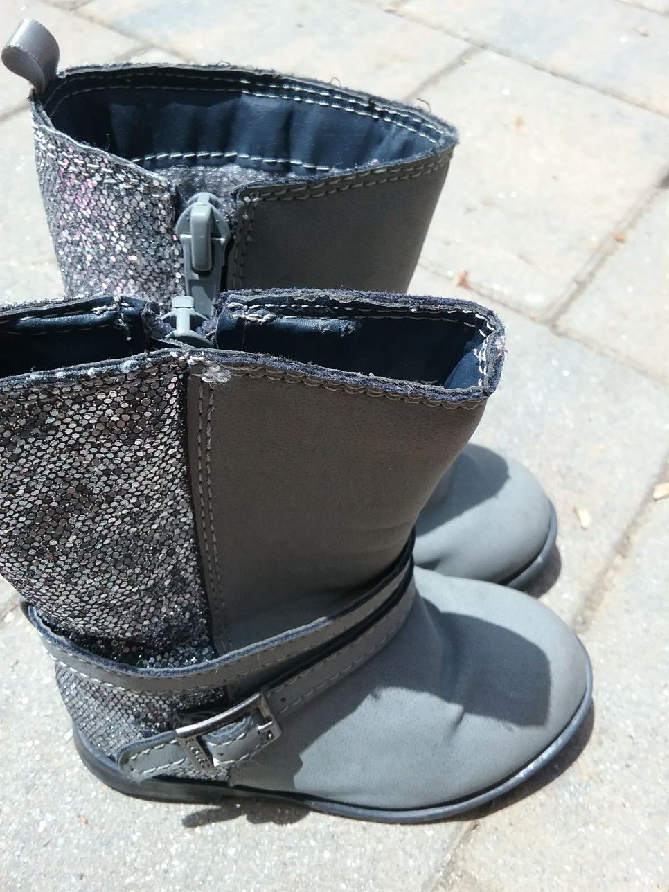 girls sparkly gray boots