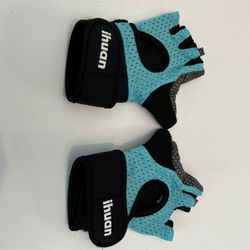 ihuan Ventilated Weight Lifting Gym Workout Gloves Teal Small/medium