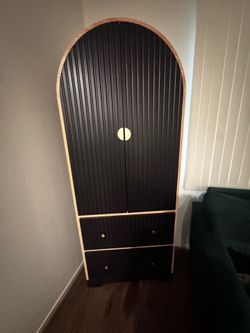 Black & Gold Arched Storage Cabinet / Wardrobe