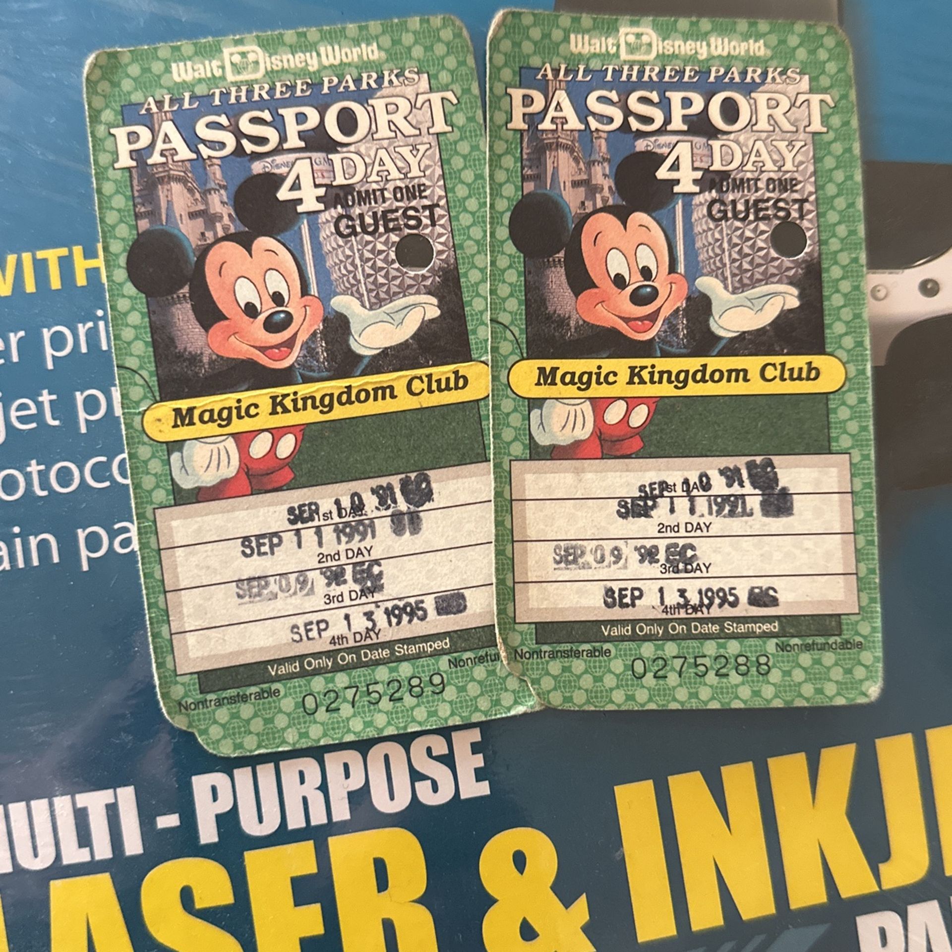 Two Walt Disney World Passport Admission Expired