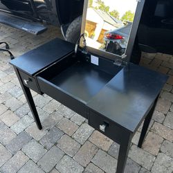 Black Vanity Desk With Mirror