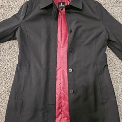 London Fog Manhattan Collection Black Coat Red Lining Size Small