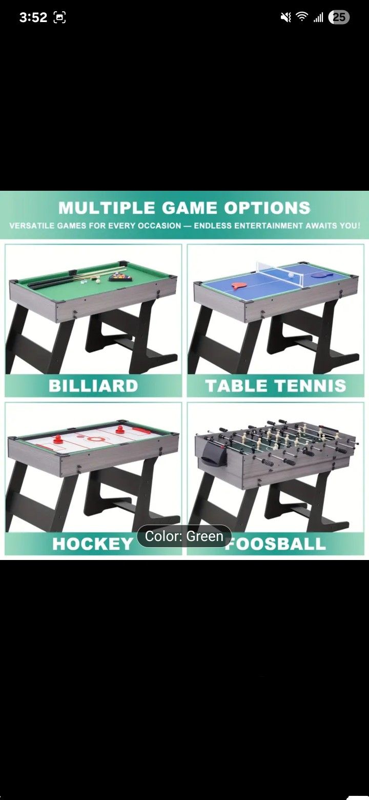 4 In 1 Game Table - Foosball, Billiards, Table Tennis And Air Hockey