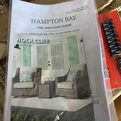 Hampton Bay Brown 2-Piece Wicker Outdoor Patio Swivel Chairs with CushionGuard Cushions New in Box