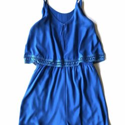 19 Cooper Romper Size Medium , Royal Blue , Embroidered , With adjustable shoulder straps ,New Whit Tags Original 