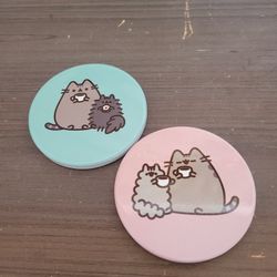 Pusheen The Cat Ceramic Coasters Set Pink Blue 