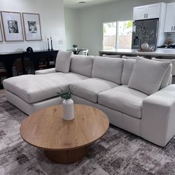L-Shaped Beige Ivory Oversized Sectional Couch Sofa