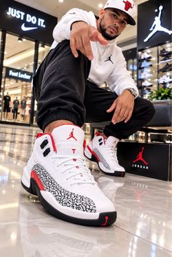🔥 Jordan 12 White/Red – Estilo que destaca 👟size 10, 11