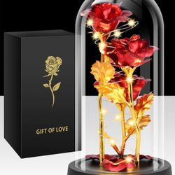  Valentines Day Rose Gifts for Her like Beauty and the Beast Rose Light Up Valentine's Day Glass Dome