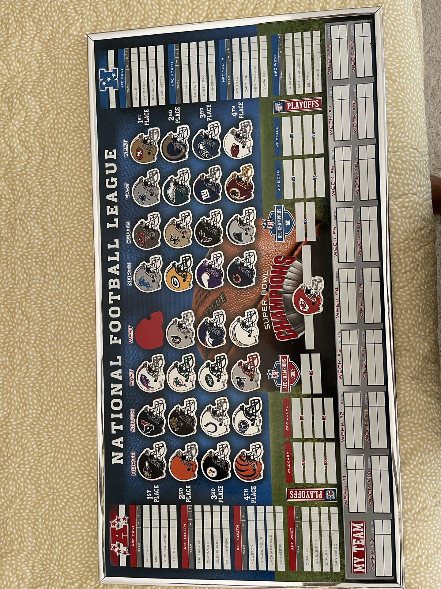 NFL Magnetic Standings Board