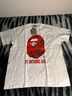 White And Red Camo Bape Tee