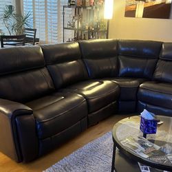 Leather Sectional Recliner Soda.  3 Recliners
