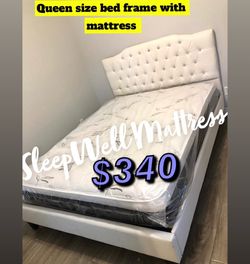 Queen size bed frame with mattress included