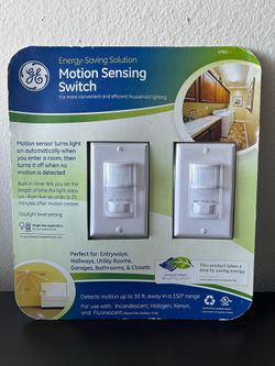 GE 2 PACK White Motion Sensor Light Switch On/Off/Auto Timer 120 V 500 W NOS