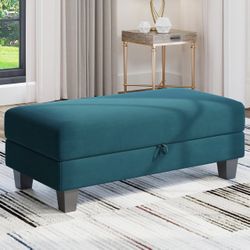 Elegant Teal Ottoman Bench W/ Storage