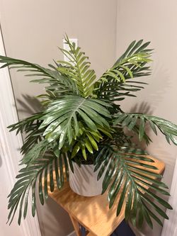 Artificial Palm Plant in White Pot