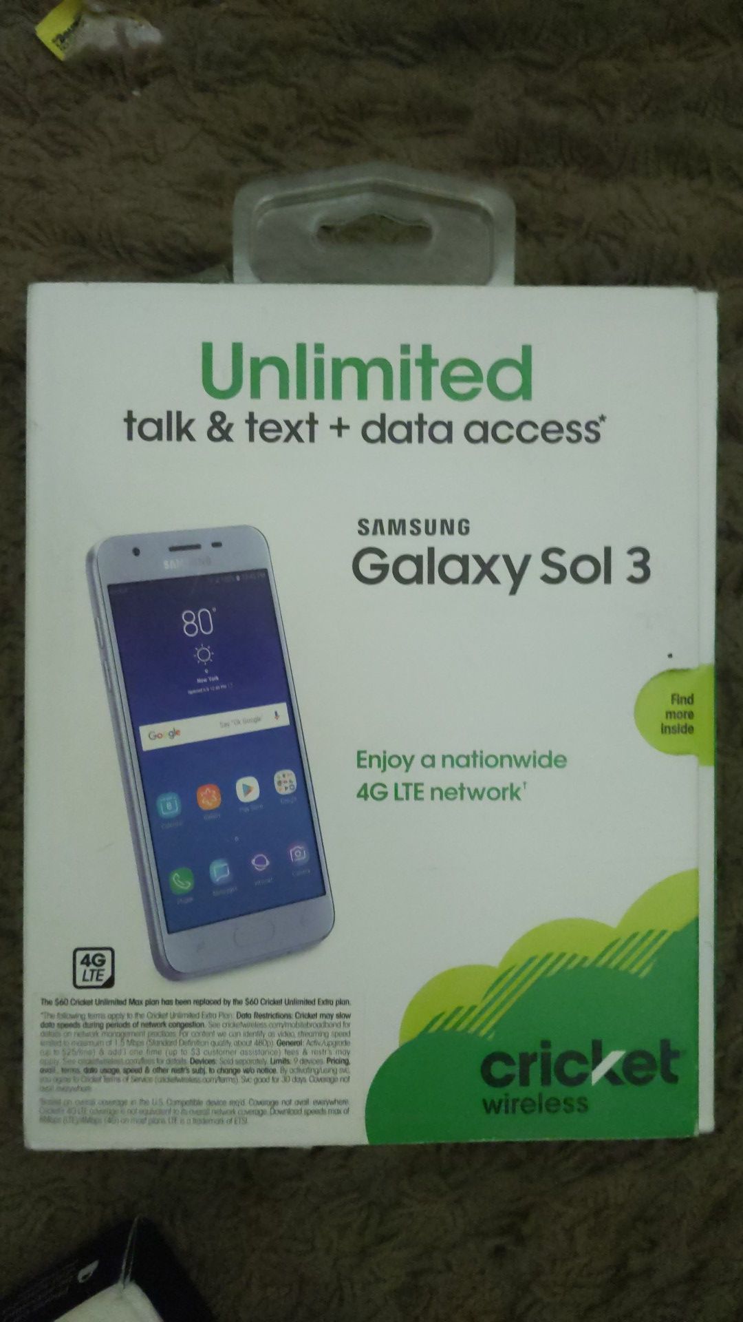 Cricket Wireless Prepaid Samsung Galaxy Sol 3 (new)