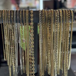 All 14 K Gold Chain Rolex Cuban Rolex cube Franko Gucci 