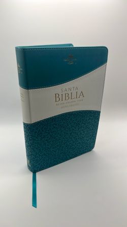 Biblia Manual Letra Grande 12 puntos RV1960, imit duotono turquesa floral y blanco con índice