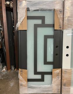 Modern Steel Entry Door with Glass Panel