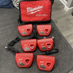 Milwaukee M12 Chargers X6 With Bag