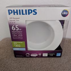 New Philips LED Dimmable 5”/6” Downlight Recessed Lighting Fixture: 650-Lumens, 5000-Kelvin, 11-Watt (65-Watt Equivalent), E26 Medium Screw Base, Dayl