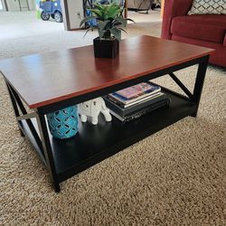Matching Set Book Shelf, Mirror & Coffee Table Black  With Reddish Stain 