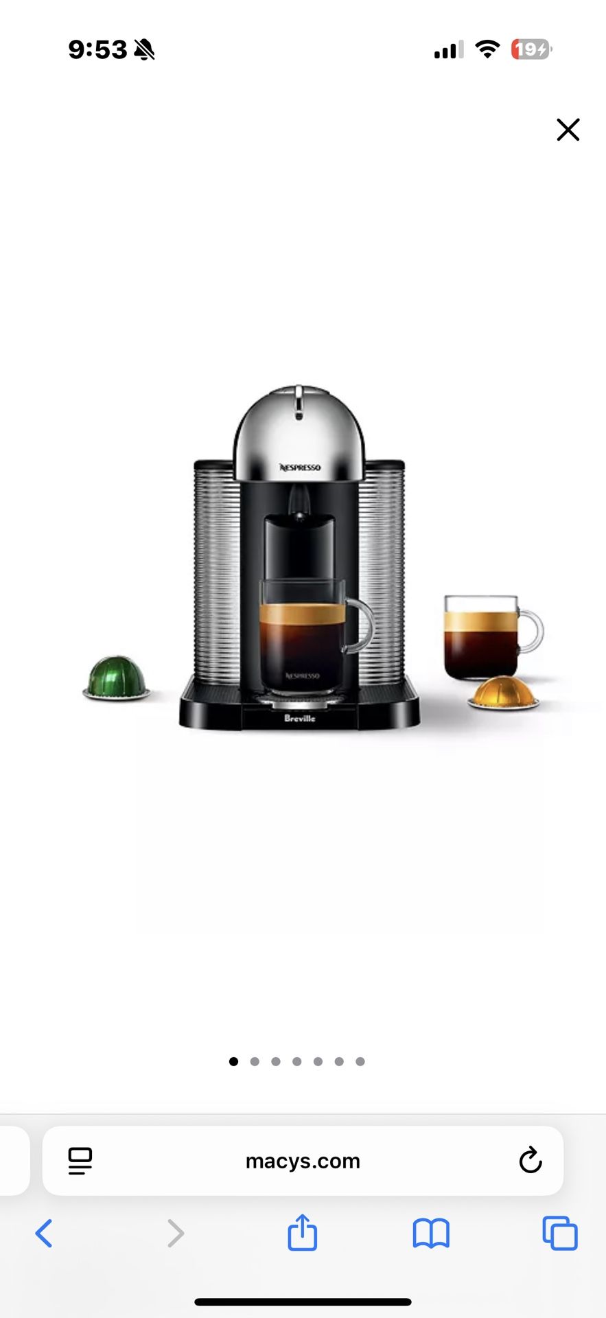 Nespresso Vertuo Coffee and Espresso Machine by Breville