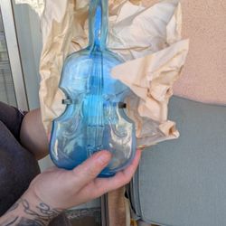 violin bottle" or "violin vase Decor Vintage Blueglass